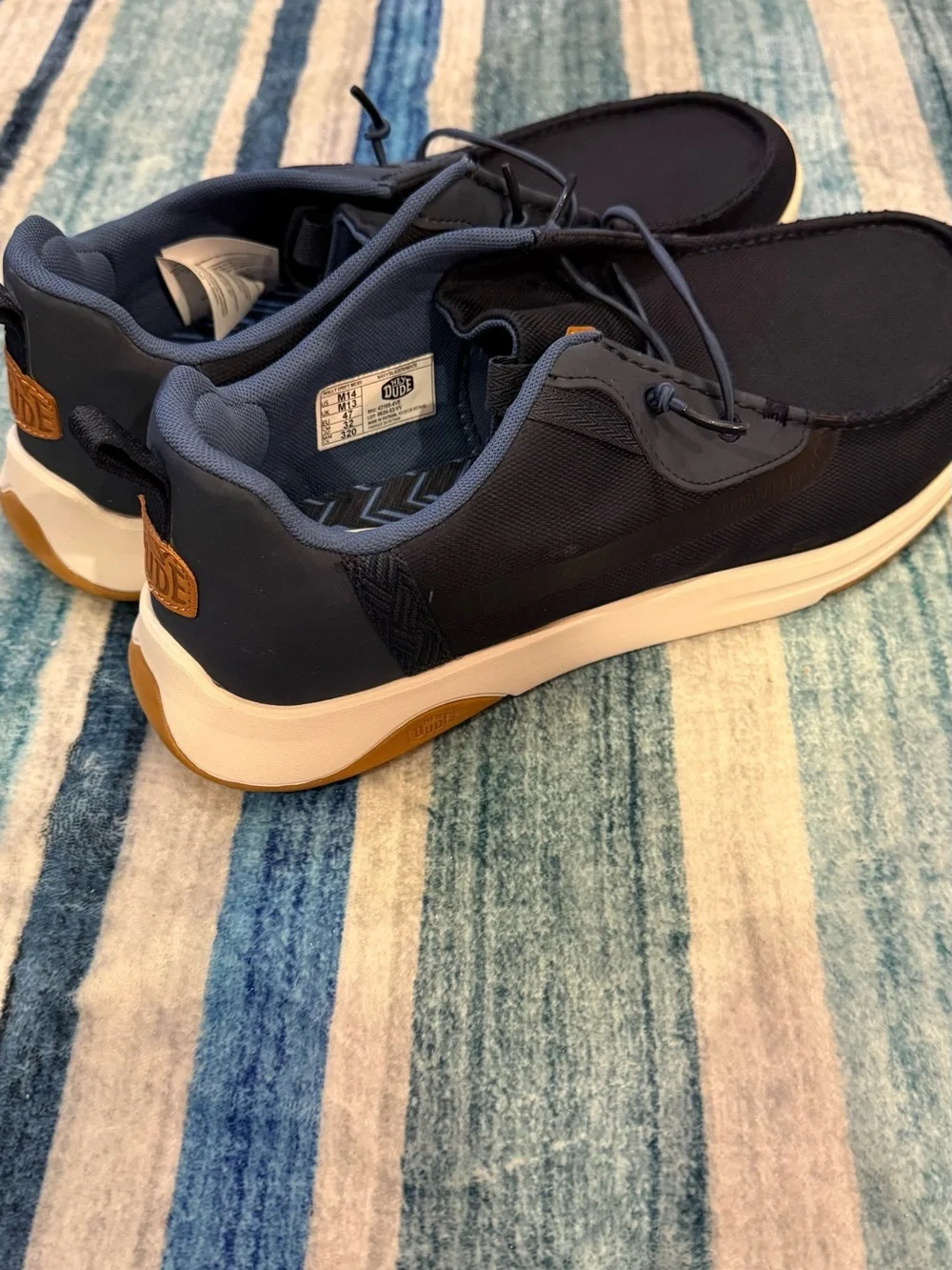 Hey Dude Navy and Light Blue Casual Slip-On Loafers